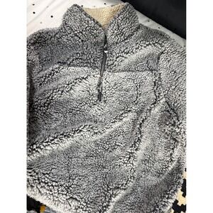 Cozy Gray Sherpa Fleece Pullover